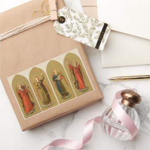 Weihnachtsmusikerengel, Vintage-Renaissance Rechteckiger Aufkleber