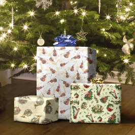 Weihnachtsmusikinstrumente Geige Französisches Hor Geschenkpapier Set