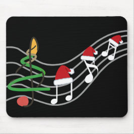 WeihnachtsMusiknoten Weihnachtsmannmütze Treble Cl Mousepad