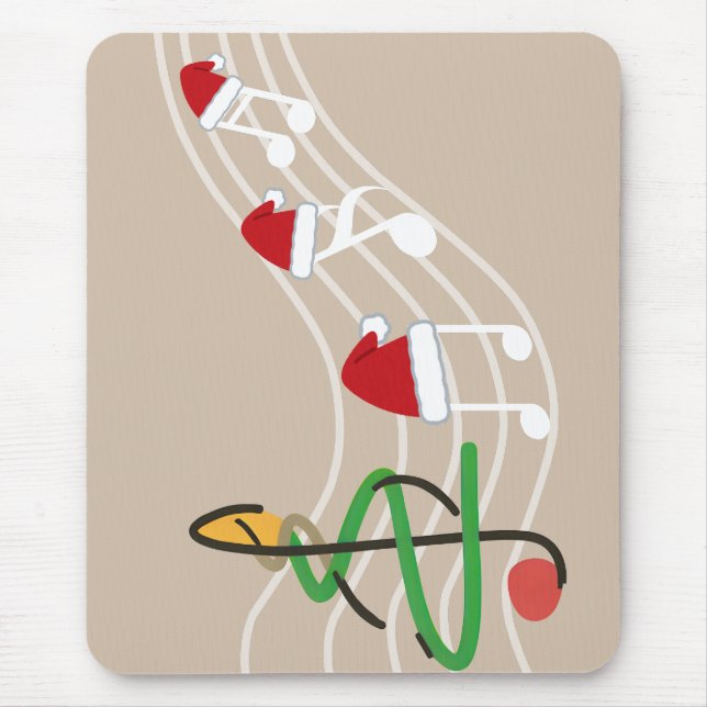 WeihnachtsMusiknoten Weihnachtsmannmütze Treble Cl Mousepad (Vorne)