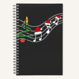 WeihnachtsMusiknoten Weihnachtsmannmütze Treble Cl Notizbuch