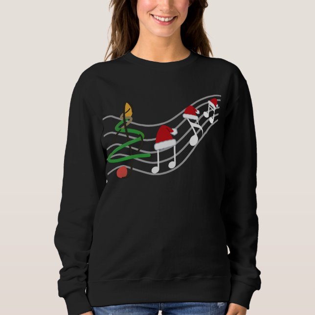 WeihnachtsMusiknoten Weihnachtsmannmütze Treble Cl Sweatshirt (Vorderseite)