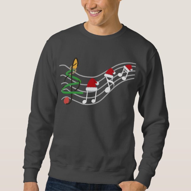 WeihnachtsMusiknoten Weihnachtsmannmütze Treble Cl Sweatshirt (Vorderseite)