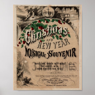 Weihnachtsmusikplakat Alte Typografie Poster