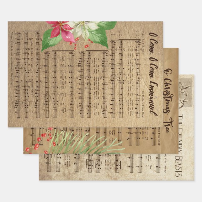 Weihnachtsmusikwrapping Paper Sheets Geschenkpapier Set (Set)
