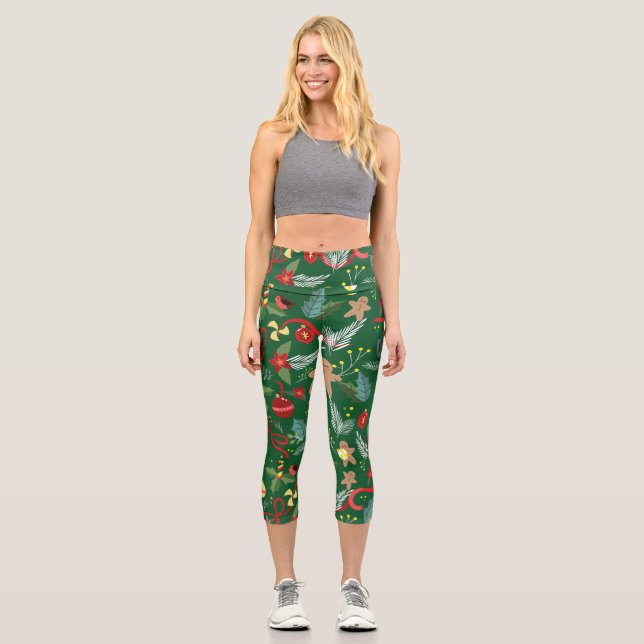 Weihnachtsmuster 5 capri leggings (Vorderseite)