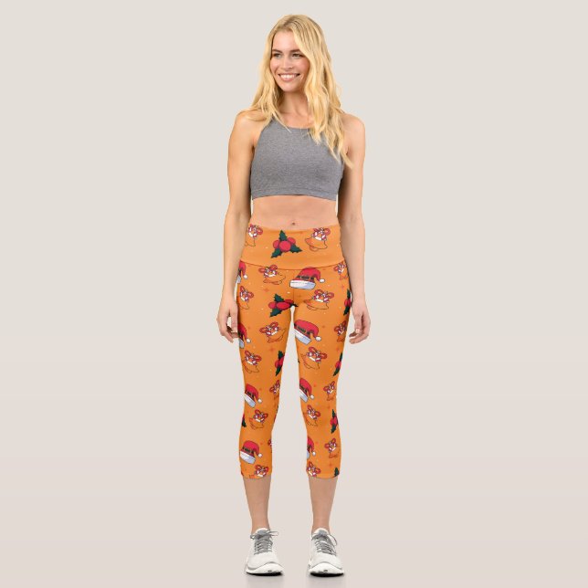 Weihnachtsmuster 90 capri leggings (Vorderseite)