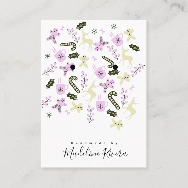 Weihnachtsmuster Artisan Earring Display Cards Telefonnummerkarte (Vorderseite)