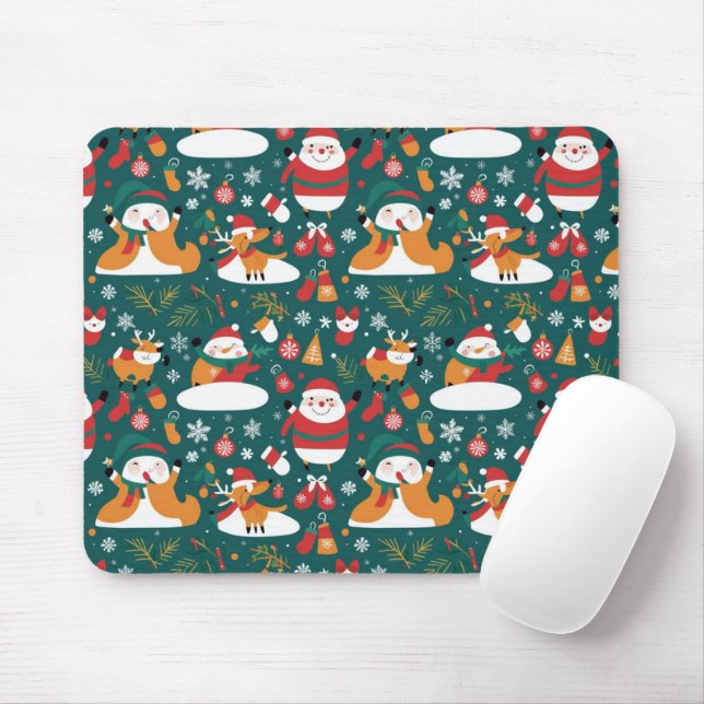 Weihnachtsmuster auf Fliesen Mousepad (Mit Mouse)