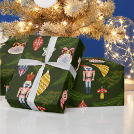 Weihnachtsmuster aus Baum und Holz Geschenkpapier