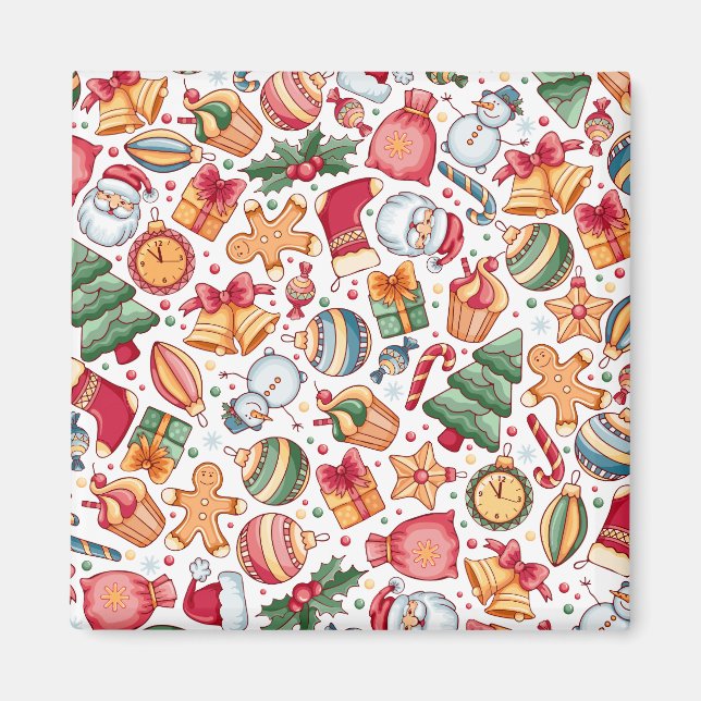 Weihnachtsmuster aus dem Jahrtausend, gutes Neues  Magnet (Vorne)