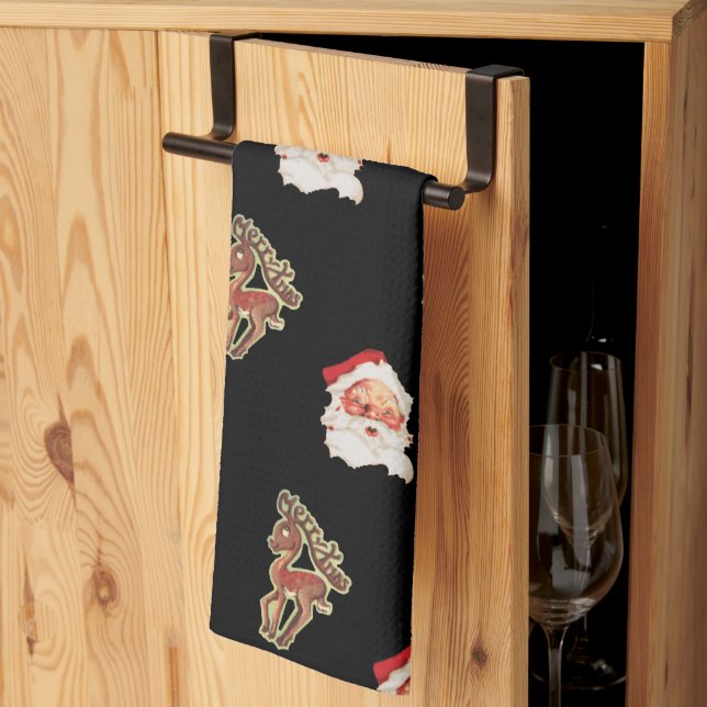 Weihnachtsmuster aus dem Weihnachtsalter Geschirrtuch (Drittel gefaltet)