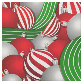 Weihnachtsmuster aus roten und gestreiften Kugeln Stoff