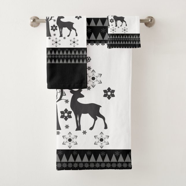 Weihnachtsmuster Badhandtuch Set (Insitu)