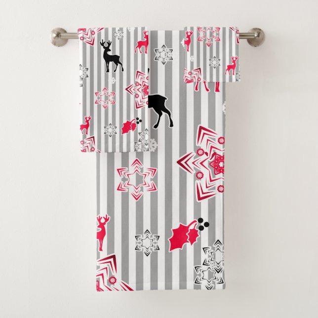 Weihnachtsmuster Badhandtuch Set (Insitu)