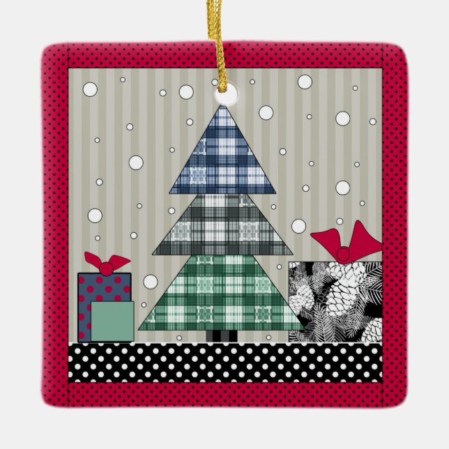 Weihnachtsmuster, Bekleidung, Neues Jahr, Weihnach Keramikornament (Vorderseite)