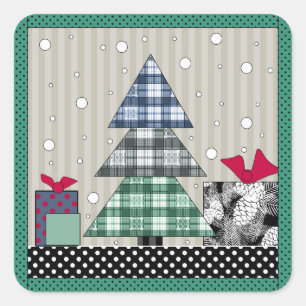 Weihnachtsmuster, Bekleidung, Neues Jahr, Weihnach Quadratischer Aufkleber