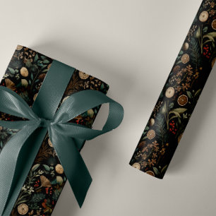 Weihnachtsmuster Botanical in melancholischer Stim Geschenkpapier