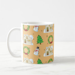 Weihnachtsmuster - Brauner Hintergrund Kaffeetasse