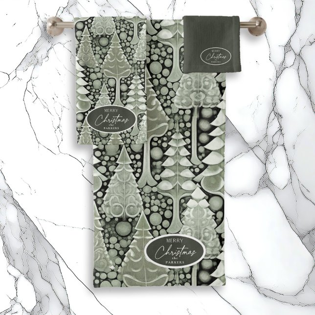 Weihnachtsmuster der Grünen Erde#6 ID1009 Badhandtuch Set (Von Creator hochgeladen)