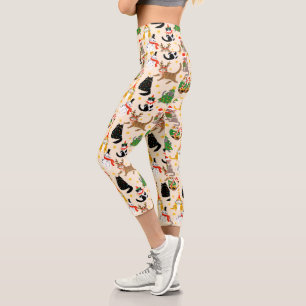 Weihnachtsmuster der Katzen Capri Leggings