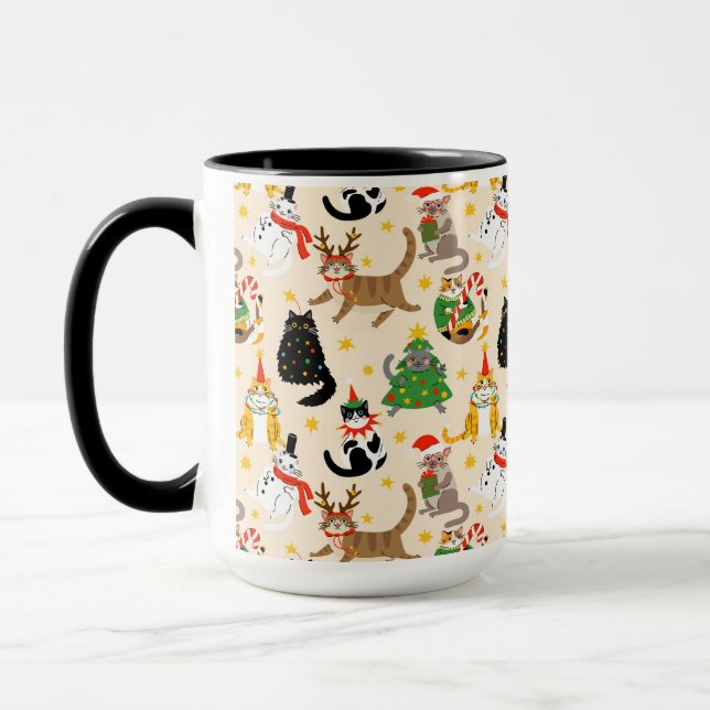 Weihnachtsmuster der Katzen Tasse (Links)