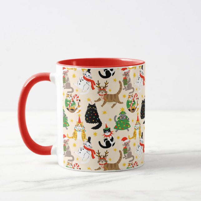 Weihnachtsmuster der Katzen Tasse (Links)