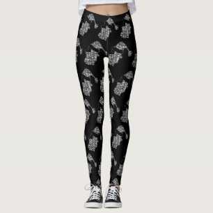 Weihnachtsmuster des Weihnachtsmannes Schwarz-weiß Leggings