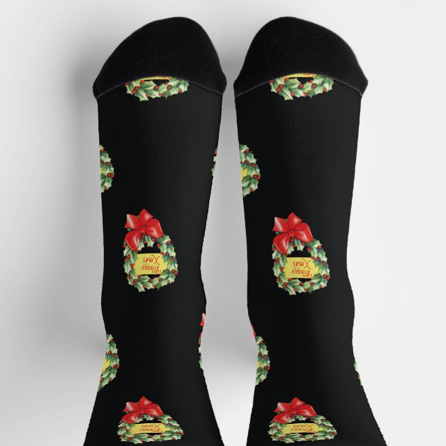 Weihnachtsmuster, frohe Weihnachten im Kraut Socken (Oben)