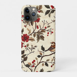 Weihnachtsmuster für Rustikale Vögel und Poinsetti Case-Mate iPhone Hülle
