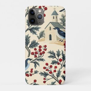Weihnachtsmuster für Rustikale Vögel und Poinsetti Case-Mate iPhone Hülle