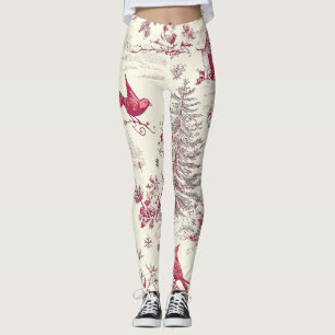 Weihnachtsmuster für Rustikale Vögel und Poinsetti Leggings