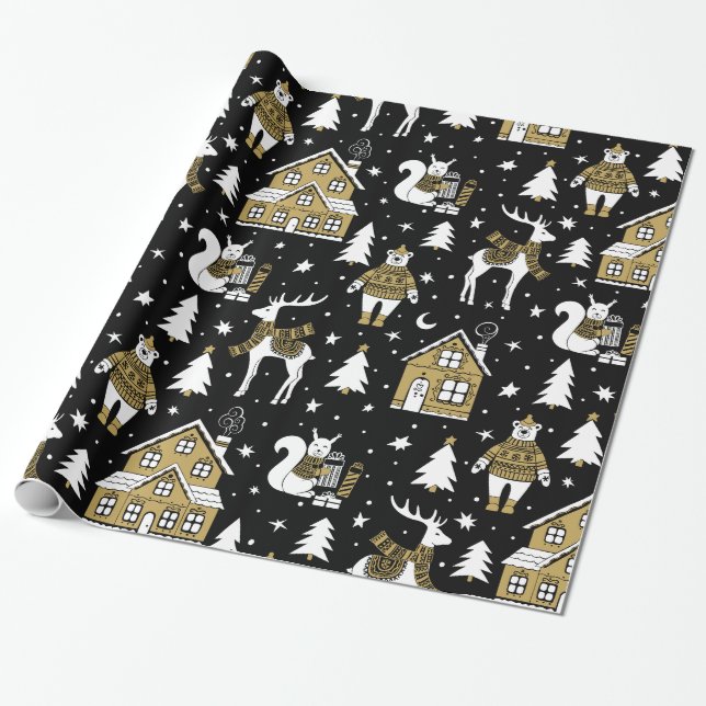 Weihnachtsmuster Geschenkpapier (Ungerollt)