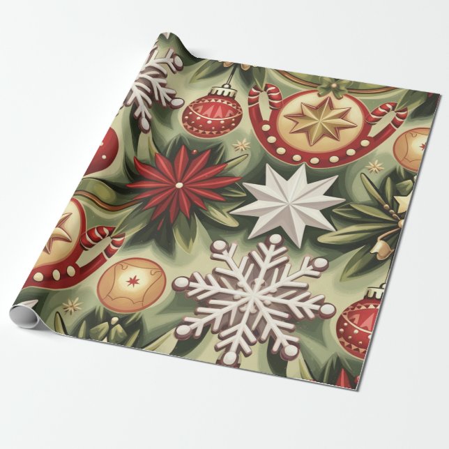 Weihnachtsmuster Geschenkpapier (Ungerollt)