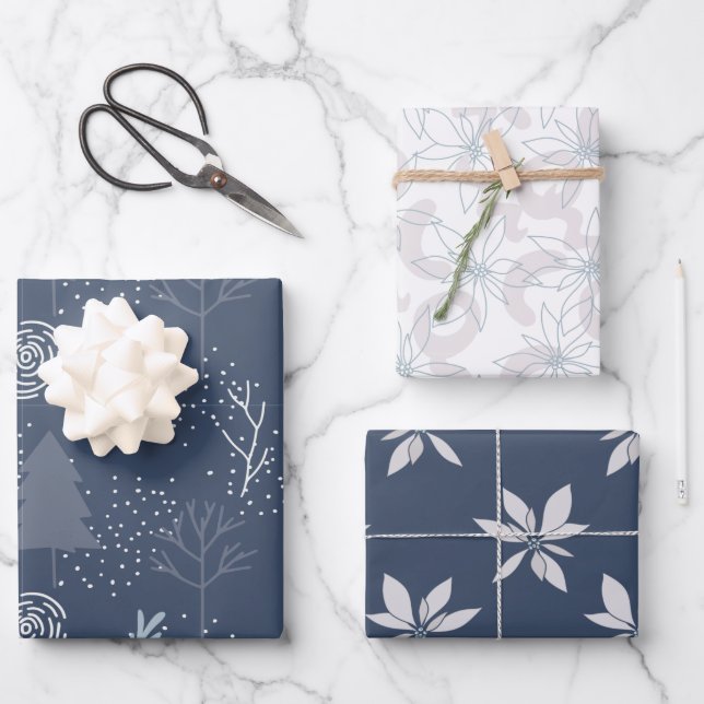 Weihnachtsmuster Geschenkpapier Set (Vorderseite)