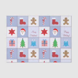 Weihnachtsmuster - Gewebe - Blau Seidenpapier