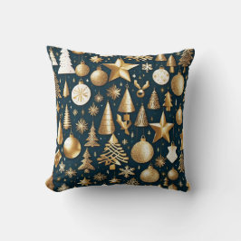 Weihnachtsmuster Gold und schwarze Ornamente Dekor Kissen