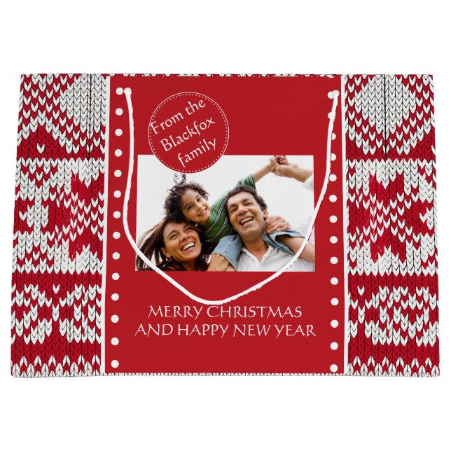 Weihnachtsmuster Große Geschenktüte (Vorderseite)