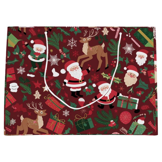 Weihnachtsmuster Große Geschenktüte (Vorderseite)