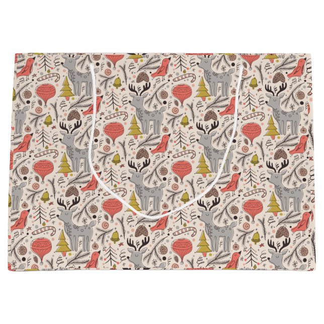 Weihnachtsmuster Große Geschenktüte (Vorderseite)