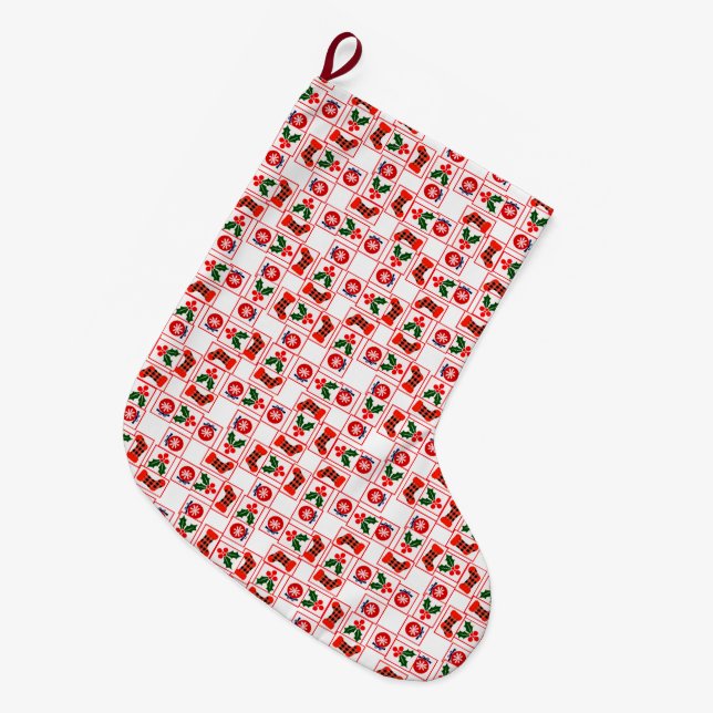 Weihnachtsmuster Großer Weihnachtsstrumpf (Vorderansicht (hängend))