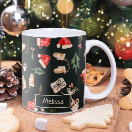 Weihnachtsmuster grün kaffeetasse