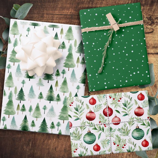 Weihnachtsmuster Grünes Rotes Faltblatt Geschenkpapier Set (Von Creator hochgeladen)