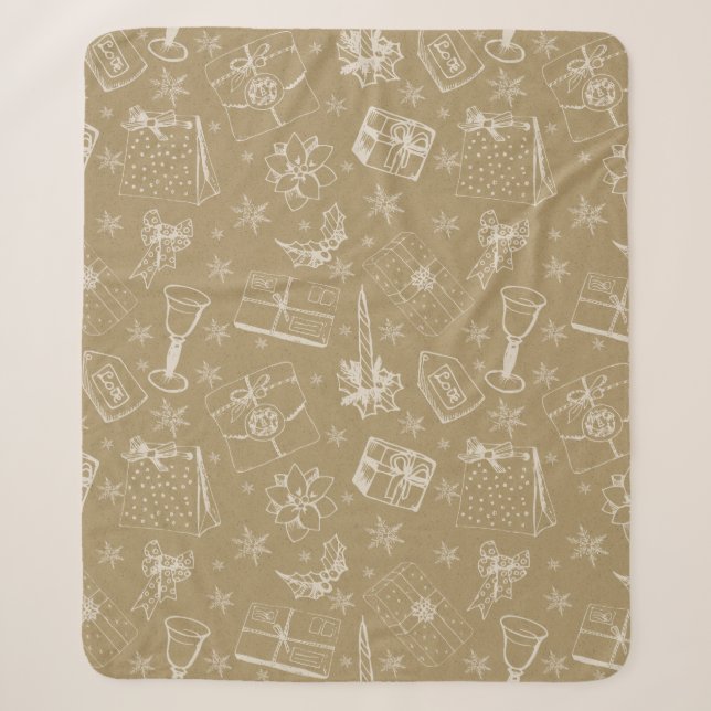 Weihnachtsmuster handgezeichnet sherpadecke (Vorderseite)