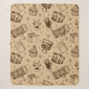 Weihnachtsmuster handgezeichnet sherpadecke