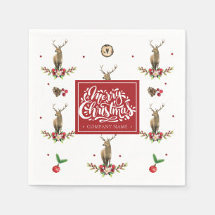Weihnachtsmuster Hirsche Personalisierte Firma Serviette