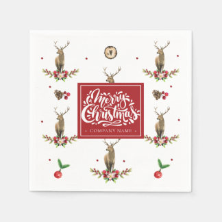 Weihnachtsmuster Hirsche Personalisierte Firma Serviette