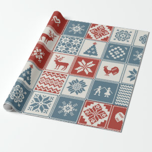 Weihnachtsmuster im Patchwork-Stil. Traditionell Geschenkpapier