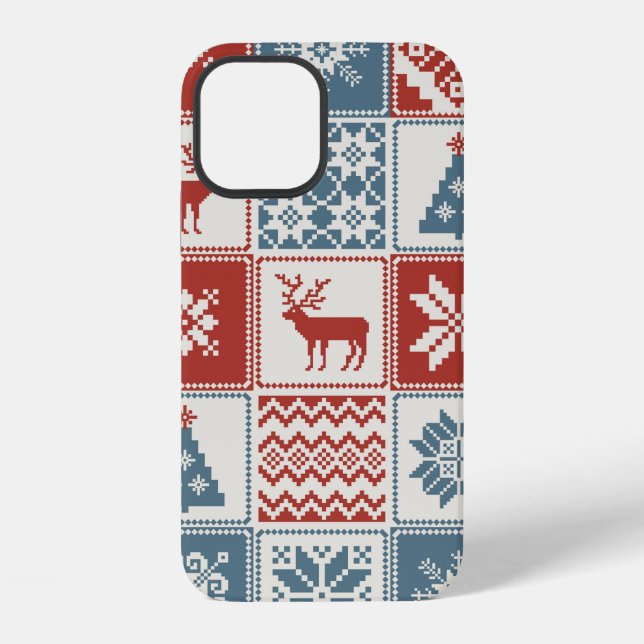 Weihnachtsmuster im Patchwork-Stil. Traditionell  iPhone Hülle (Rückseite)