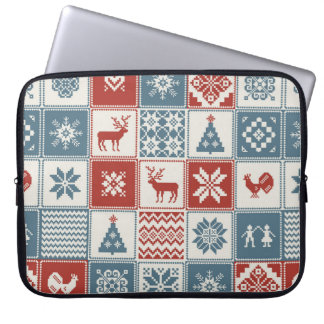 Weihnachtsmuster im Patchwork-Stil. Traditionell  Laptopschutzhülle